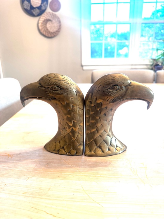 Vintage Other - Vintage Brass Bald Eagle Head Bookends
